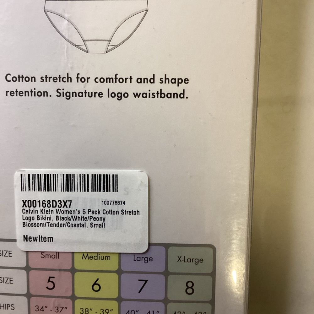 Calvin Klein New in box. Multicolor Cotton 5 Pack Bikini Szs 5/S, 6/M, 7/L, 8/XL - Picture 3 of 4